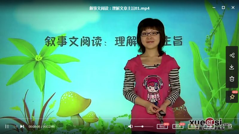 学而思名师王雨洁，小学五年级春季语文课外拓展-叙事+写人小学五年级阅读写作MP4视频高中-初中-小学-大学等各类学习资源祝你学霸