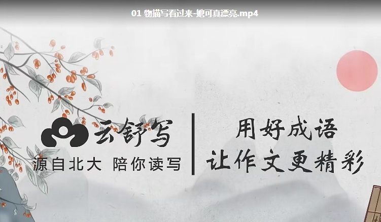 【小学作文写作辅导】云舒写 小学高分作文必会成语课MP4视频【60集完结】，学成语练写作高中-初中-小学-大学等各类学习资源祝你学霸