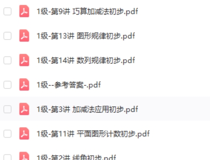 小学数学思维培养1级 2022版 PDF高中-初中-小学-大学等各类学习资源祝你学霸